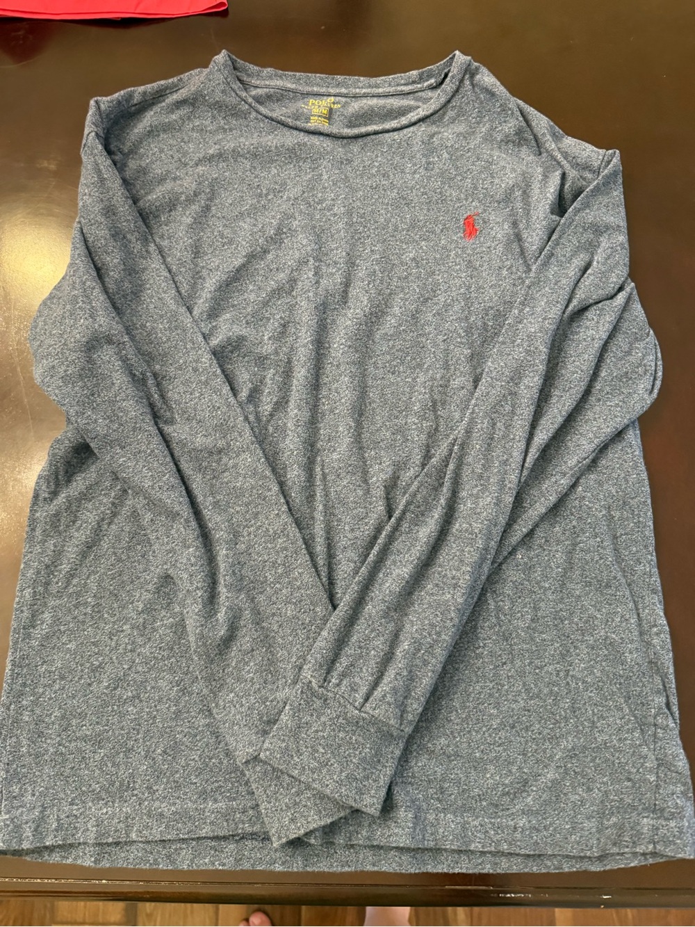 Ralph Lauren Heather Gray Long Sleeve Tee with Yellow Logo